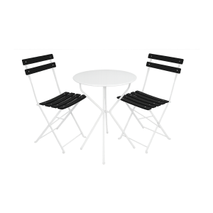 JUEGO MESA + 2 SILLAS CASINO BLANCO Y NEGRO COMBO1BYN AIMARETTI
