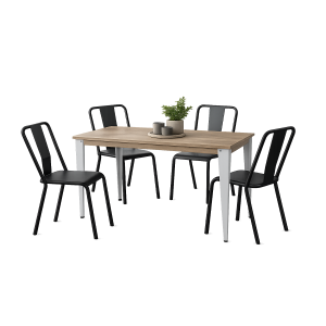JUEGO DE COMEDOR MEKANO 1.35MTS + 4 SILLAS STEEL AIMARETTI
