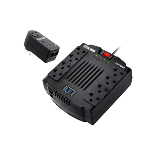 COMBO PROTECTOR Y REGULADOR DE VOLTAJE 220V FVR-1202USB-A FORZA