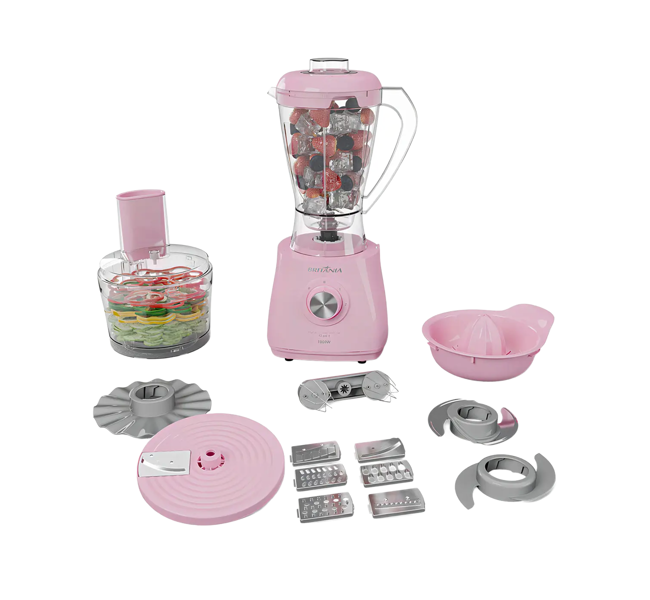 MULTIPROCESADORA 1000W 12 EN 1 ROSA BMP1100RS BRITANIA